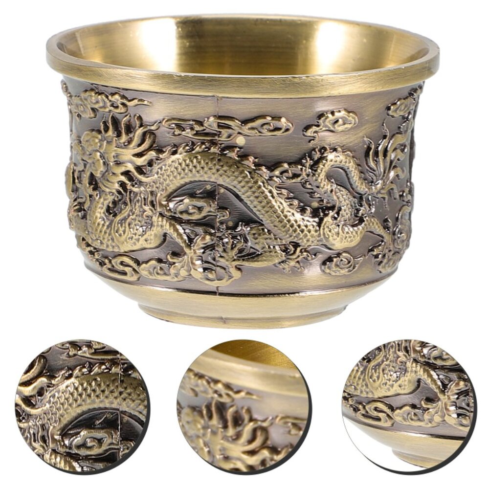 Dragon and Phoenix Cup Office Decor Alloy Drink Small Chinese Style Tea Zinc Ret